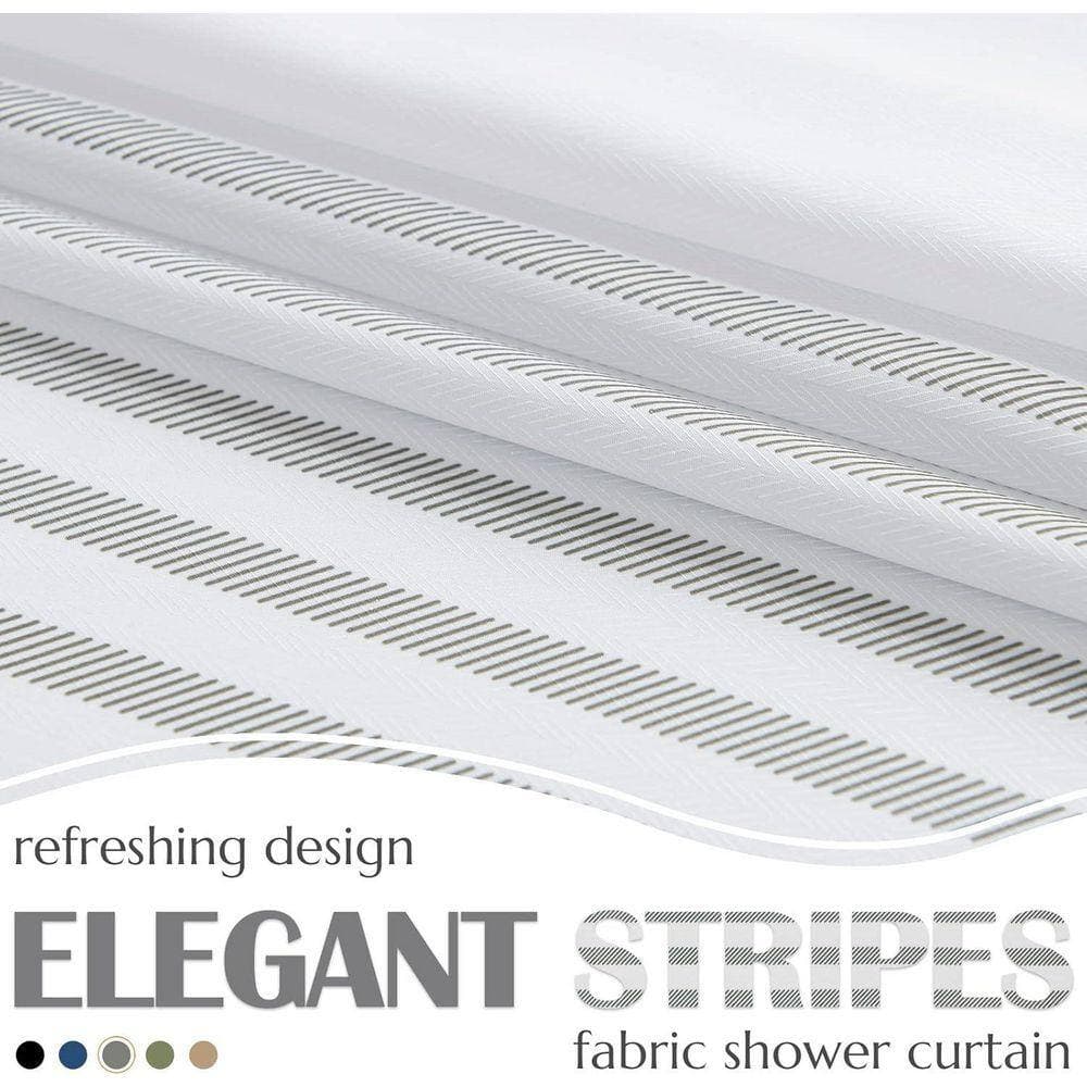 JFVKAF Striped Fabric Shower Curtain Modern Zig Zag Design 70x72 Inches with 12 Hooks Machine Washable Grey and White Polyester (2)