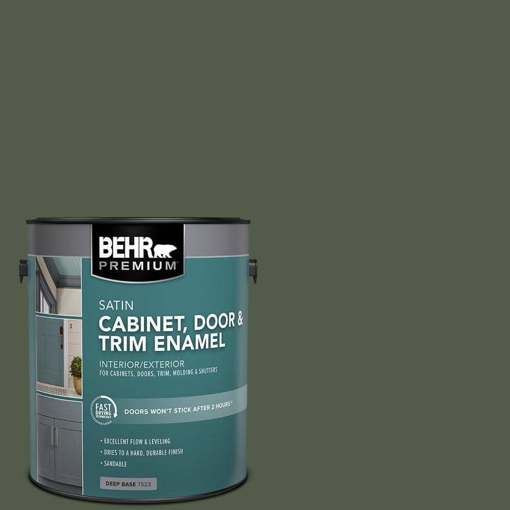 BEHR PREMIUM 1 gal. #SC-120 Ponderosa Green Satin Enamel Interior/Exterior Cabinet, Door & Trim Paint (1)