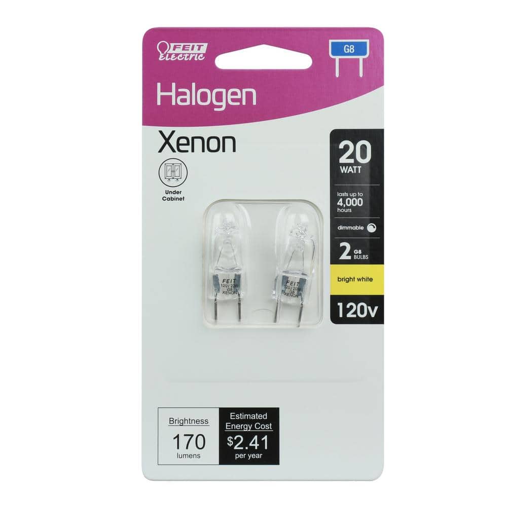 Feit Electric 20-Watt Equivalence Bright White (2700K) T4 G8 Bi-Pin Base Dimmable Xenon Halogen Light Bulb (2-Pack) (4)