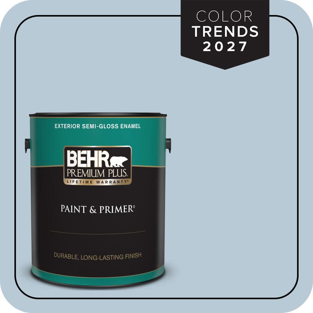 BEHR PREMIUM PLUS 1 gal. #PPU14-15 Denim Light Semi-Gloss Enamel Exterior Paint & Primer