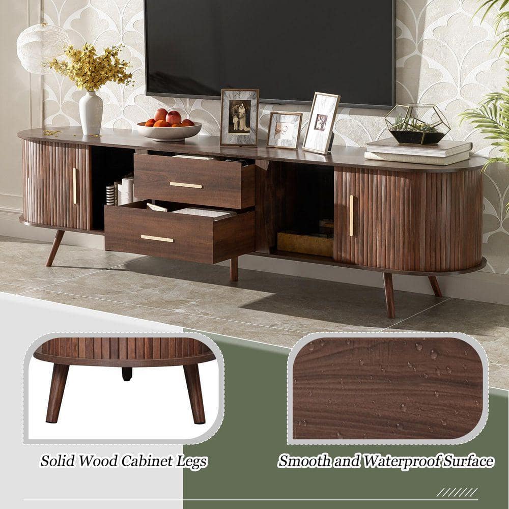 COWLOWN 70.8 in. W x 15.5 in. D x 18.1 in. H Bathroom Dark Brown Linen Cabinet (3)