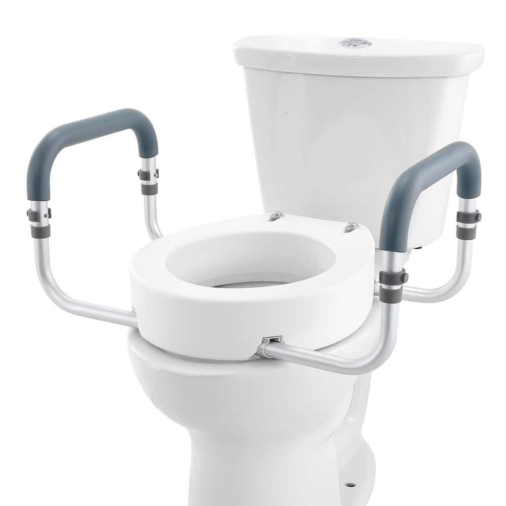 SVOPES Raised Toilet Seat, 3.5 in. Height Lift, 300 lbs. Capacity, Aluminum Handrails with EVA Padding 2025 Upgrade (1)