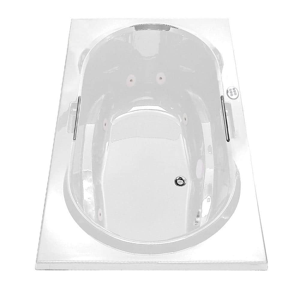 MAAX Antigua 72 in. Acrylic Center Drain Oval Drop-in Whirlpool Bathtub in White with Microjets