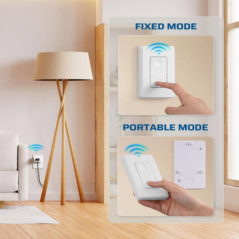 DEWENWILS Indoor Wireless Remote Control Outlet with Wall Remote Control, Programmable and Expandable, White (2)