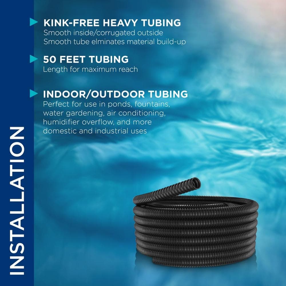 Alpine Corporation 2 in. I.D. x 50 ft. Multi-Use Pond Black Kink Free, Corrugated, Non-Kink Flexible PVC Tubing (3)