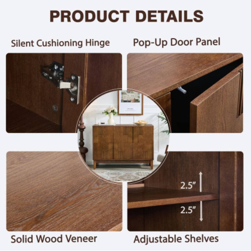 Unbranded 44.3 in. W x 15.8 in. D x 31.2 in. H Bathroom Brown Linen Cabinet (3)