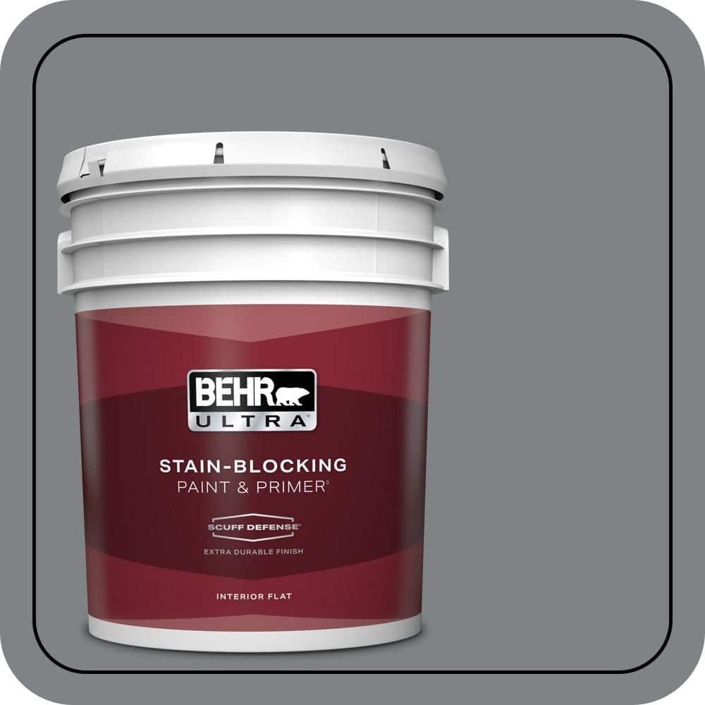 BEHR ULTRA 5 gal. #PPU26-03 Legendary Gray Extra Durable Flat Interior Paint & Primer