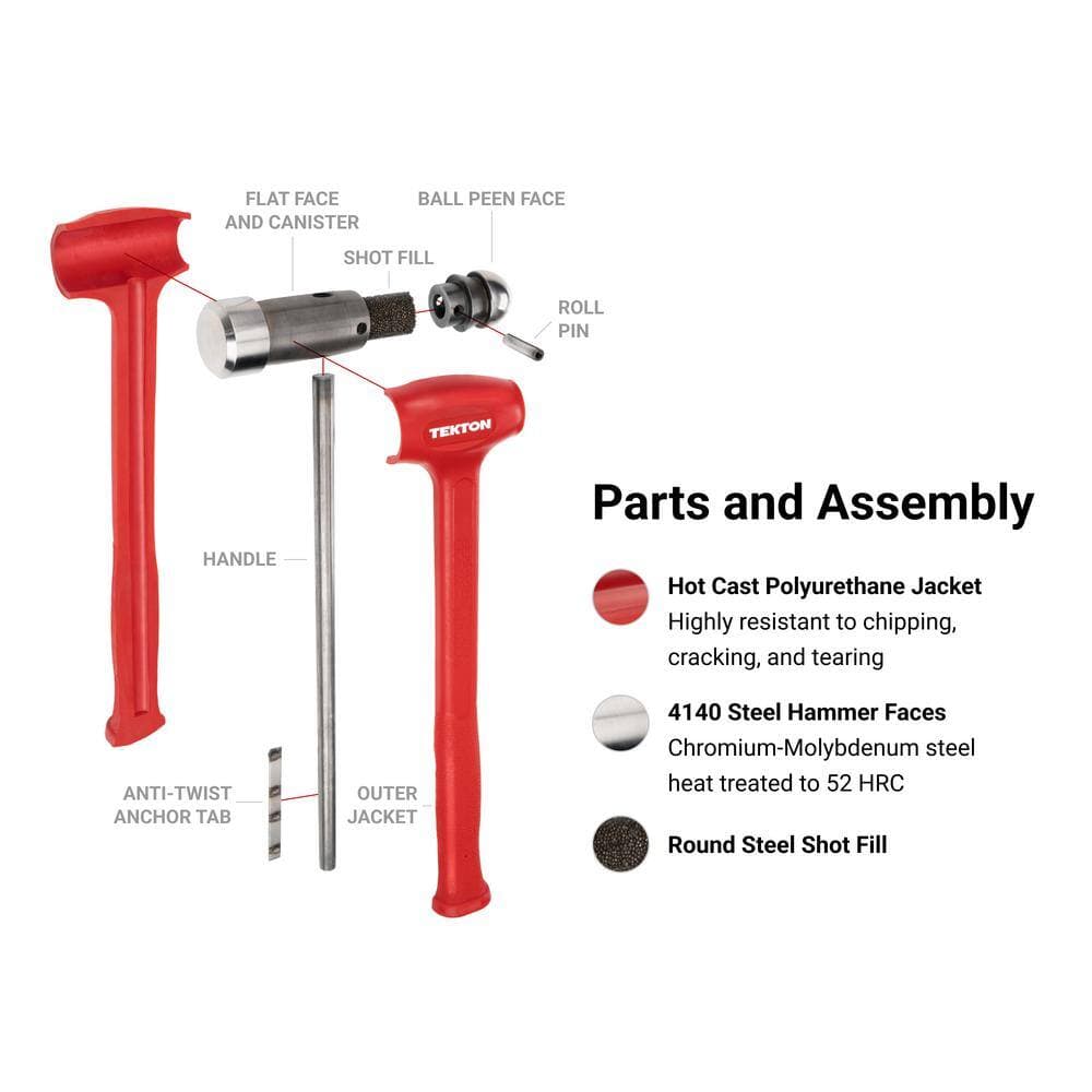 TEKTON 43 oz. Short Handle Ball Peen Dead Blow Hammer (3)