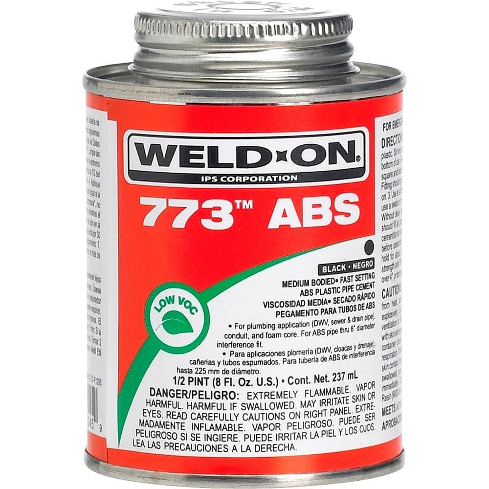 Weld-On 773 ABS Solvent Cement, Black, Low VOC, High Strength, Medium Bodied, Fast Setting, Quart