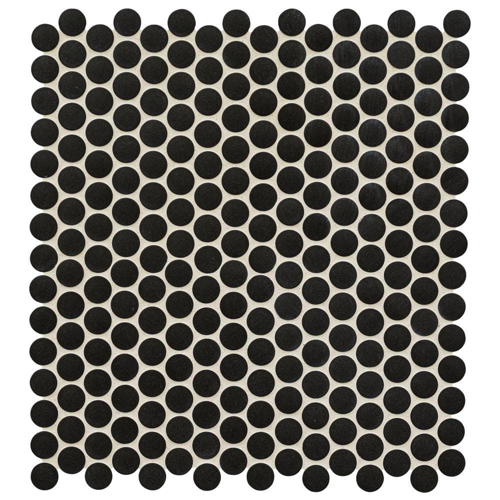 MSI Nero Penny Round 11 in. x 12 in. Matte Black Porcelain Mosaic Kitchen, Bath, Floor & Wall Tile (14.4 sq. ft./Case)