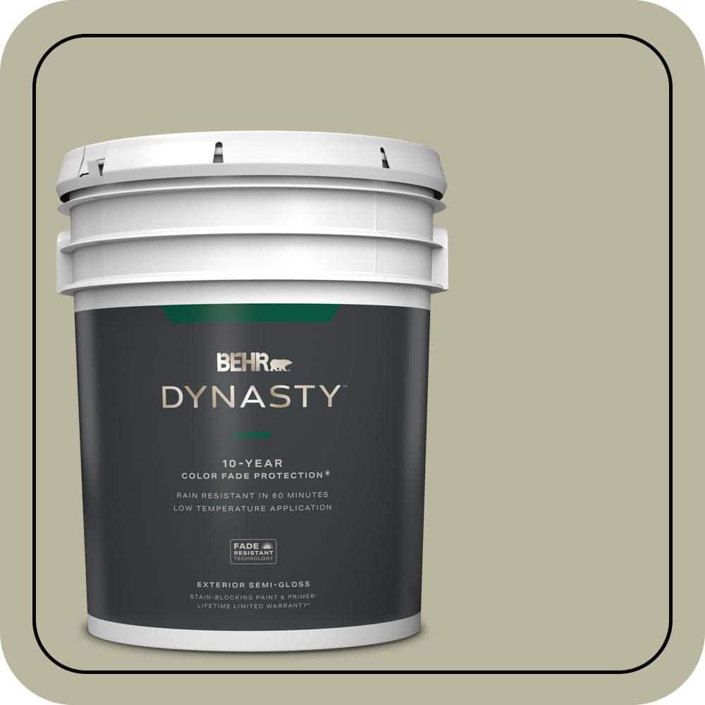 BEHR DYNASTY 5 gal. #QE-34 Court Green Semi-Gloss Enamel Exterior Stain-Blocking Paint & Primer