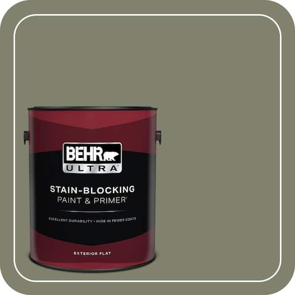 BEHR PREMIUM PLUS #PPU10-18 Lizard Green Flat Interior/Exterior Paint & Primer Color Sample (4)