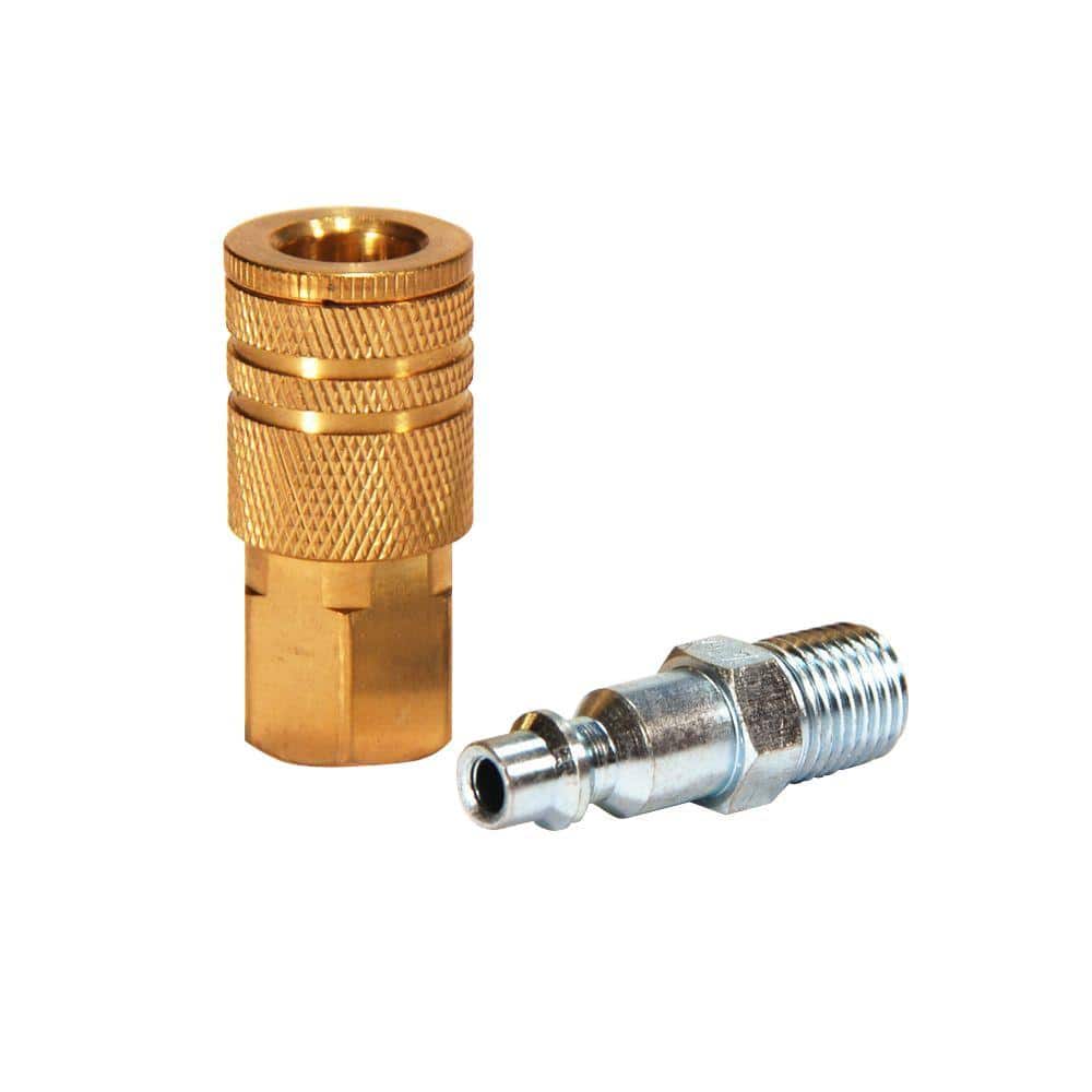 Primefit 1/4 in. Industrial Brass Coupler Set with Male Plug (2-Piece) (1)