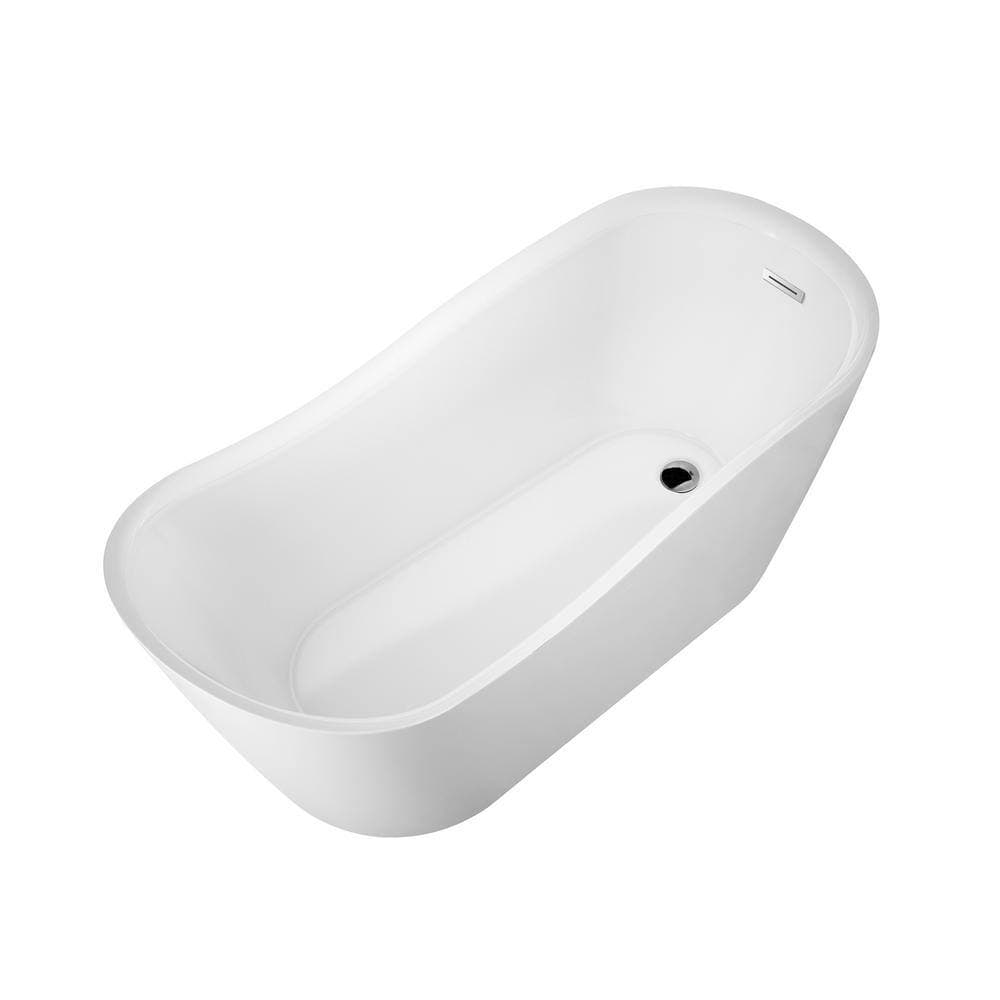 Barclay Products Raelene Acrylic Flatbottom Non-Whirlpool Bathtub White with Integral Drain Matte Black (2)