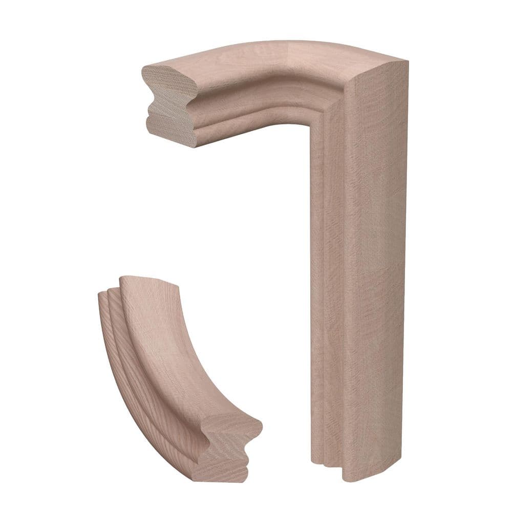 EVERMARK Stair Parts 7571 Unfinished White Oak Left-Hand 2-Rise Quarter-Turn Handrail Fitting (1)