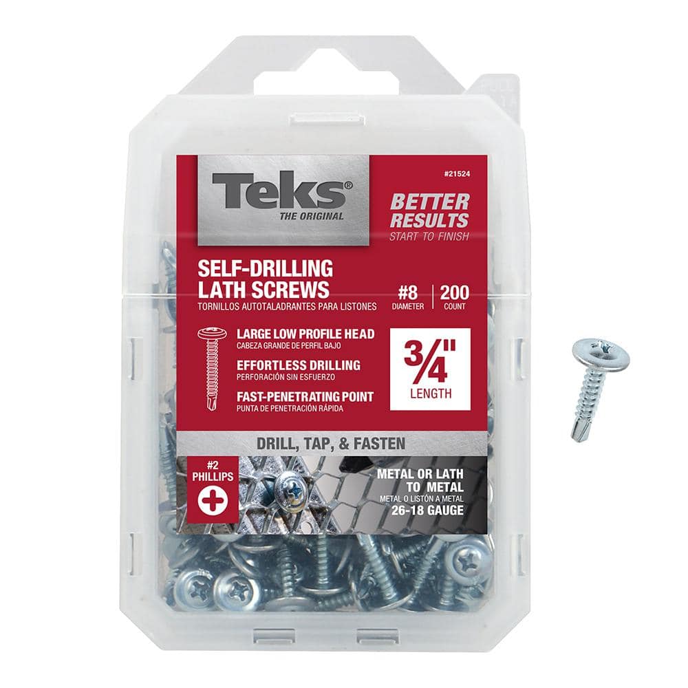 Teks 8 x 3/4 in. Philips Truss Head Drill Point Lath Screws (200-Pack) (2)