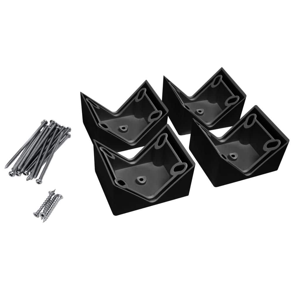 Deckorators Black 45° Angle Adapter Brackets for Black Composite Railing with Square Aluminum Balusters (4-Pack) (1)