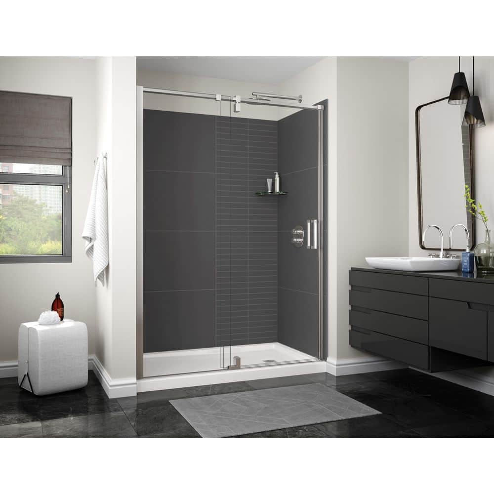 MAAX Utile 60 in. W x 36.5 in. D x 80 in. H Composite Direct-to-Stud Three-Piece Alcove Shower Wall Kit in Erosion Charcoal (1)