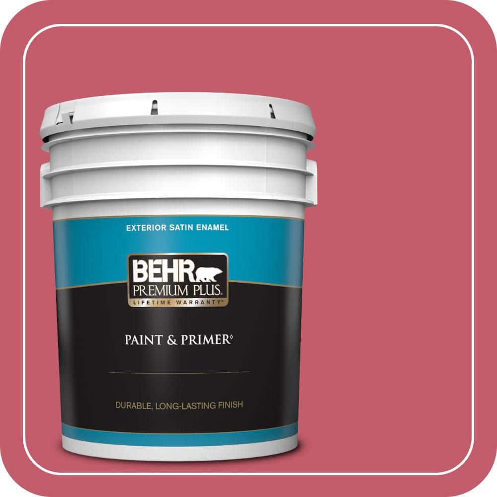 BEHR PREMIUM PLUS 5 gal. #MQ4-1 Candy Drop Satin Enamel Exterior Paint & Primer