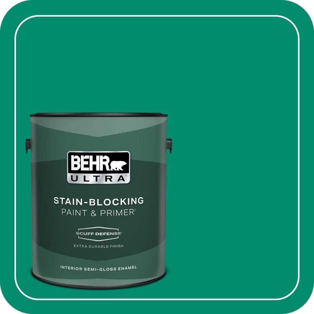 BEHR ULTRA 1 gal. #S-G-470 Festive Green Extra Durable Semi-Gloss Enamel Interior Paint & Primer (1)
