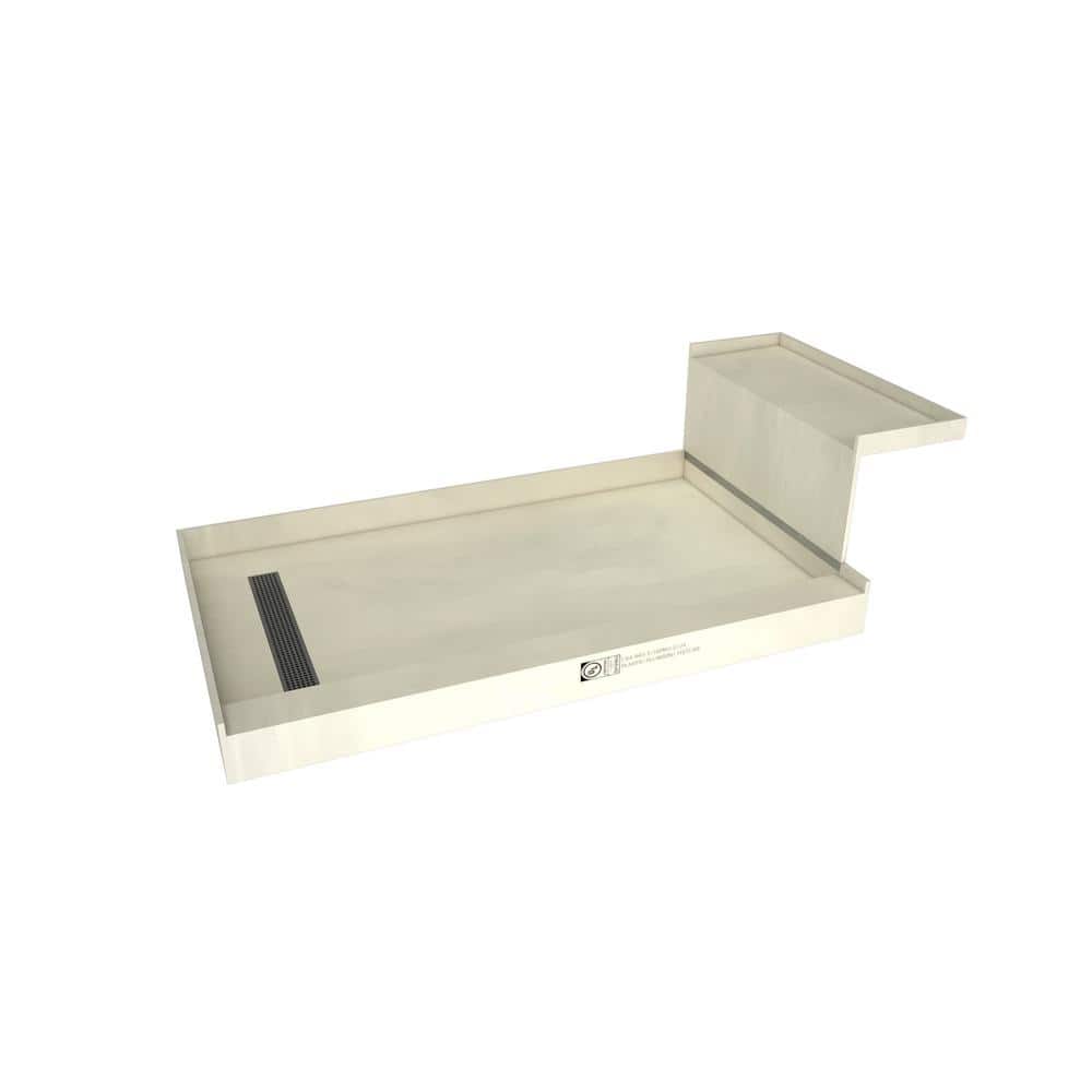 Tile Redi Base'N Bench 36 in. x 72 in. Single Threshold Shower Base and Bench Kit with Left Drain and Brused Nickel Grate (1)