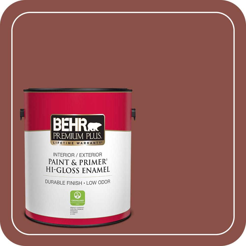 BEHR PREMIUM PLUS 1 gal. #S150-6 Spiced Berry Hi-Gloss Enamel Interior/Exterior Paint & Primer
