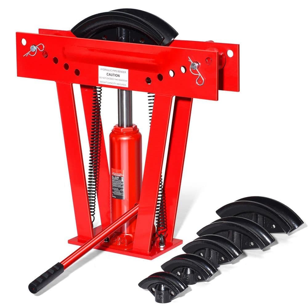 SKYSHALO 12 Ton Manual Hydraulic Pipe Bender with 6 Dies (1/2 in.-2 in. ) & Adjustable Rollers for Piping Railing Construction