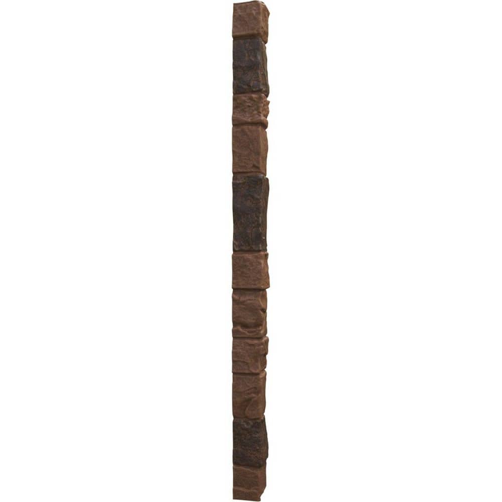 Ekena Millwork Universal Outside Corner for EverStone Faux Stone Siding Panels, 3"W x 3"D x 48"H, Weathered Brown Color (3)