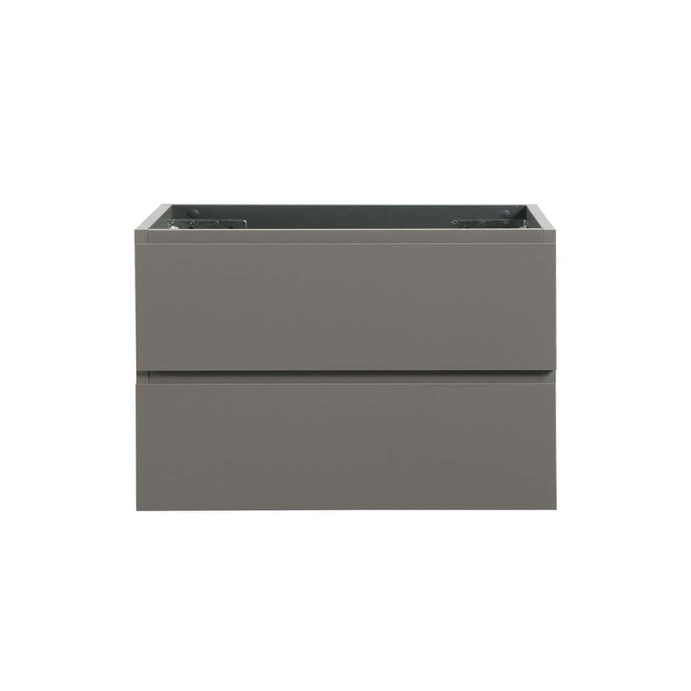 Unbranded 35.5 in. W 17.9 in. D 20.5 in. H Wall Mount Wood Bath Vanity Cabinet without Top White and with 2-Drawers