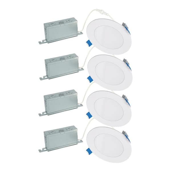HALO 4-Pack HLBSL 4 in. Adjustable Canless Integrated LED Recessed Light, 600 Lumens, 5CCT, White