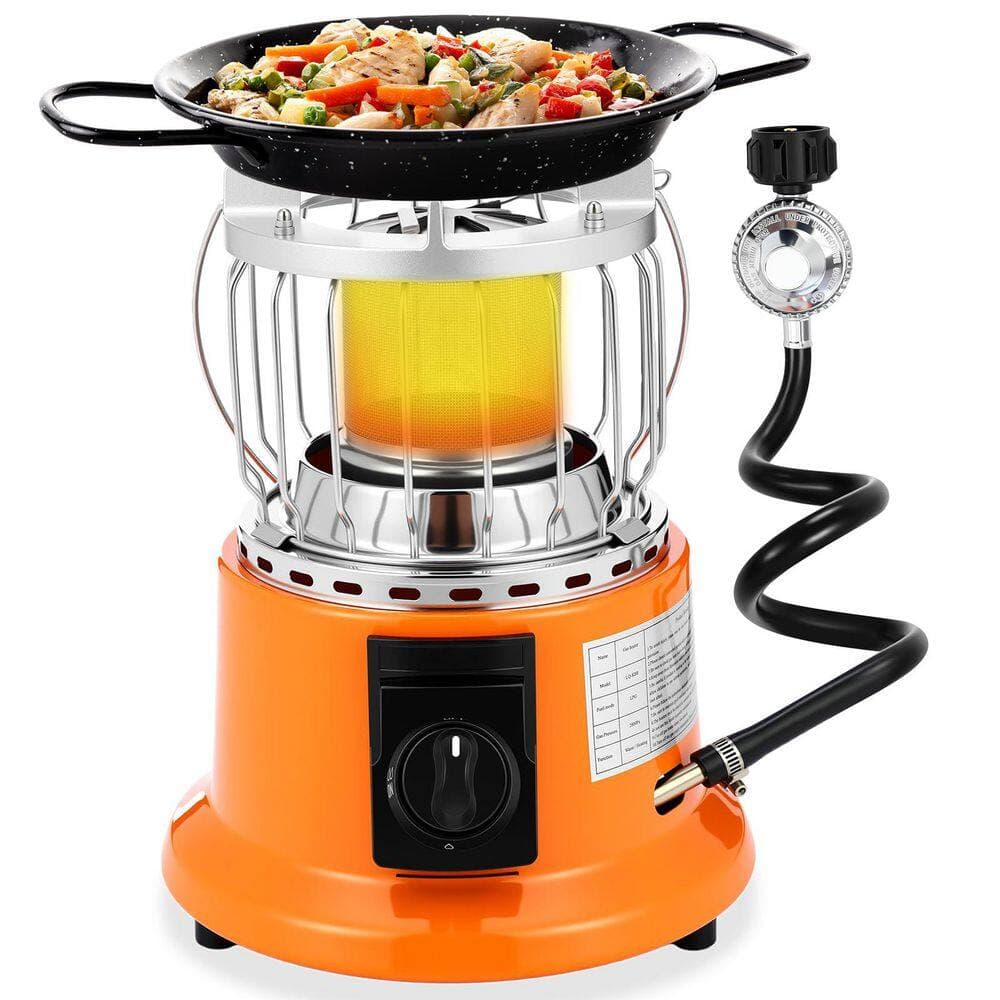 SenQWFa 6000 BTU Portable 2-in-1 Propane Heater and Stove Orange Metal Outdoor Gas Radiant Cooker with Hose Valve (2)