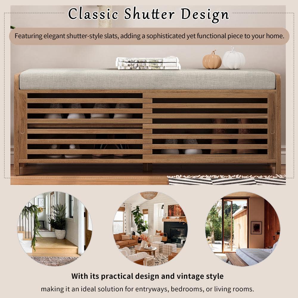 Unbranded 43.3 in. W x 15.4 in. D x 16.5 in. H Light Beige Linen Cabinet (3)