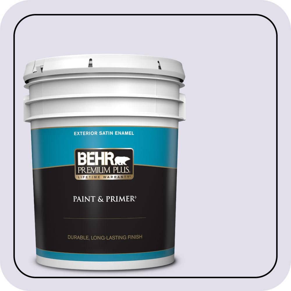 BEHR PREMIUM PLUS 5 gal. #M560-1 Sweet Bianca Satin Enamel Exterior Paint & Primer