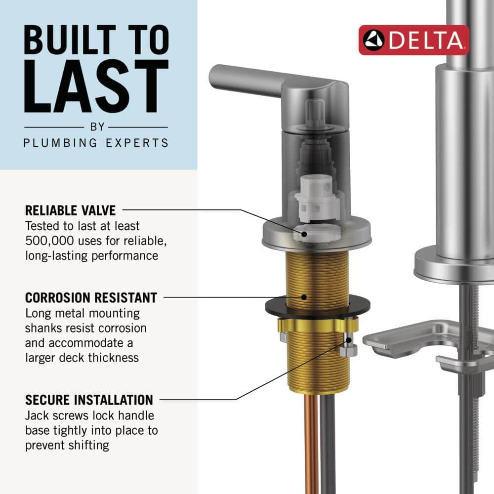 Delta Foundations Design Series Modern 8 in. Widespread 2 Handle Bathroom Sink Faucet in Brushed Nickel (4)