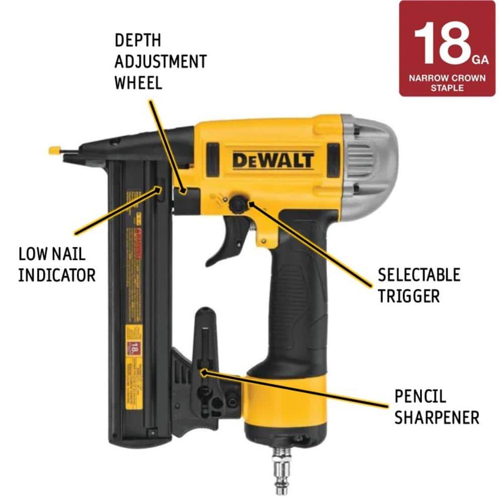 DEWALT Pneumatic 18-Gauge 1/4 in. Crown Corded Stapler (2)