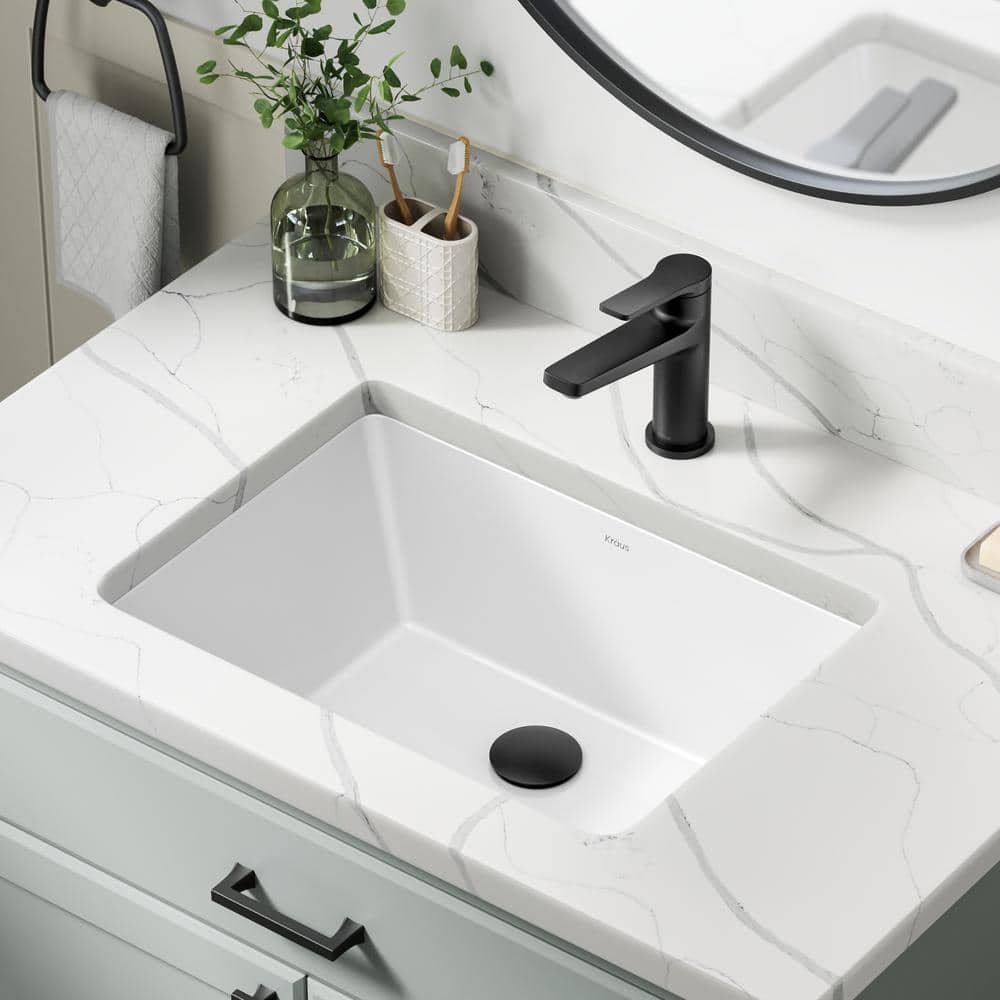 KRAUS Elavo Undermount Bathroom Sink Vitreous China with Overflow