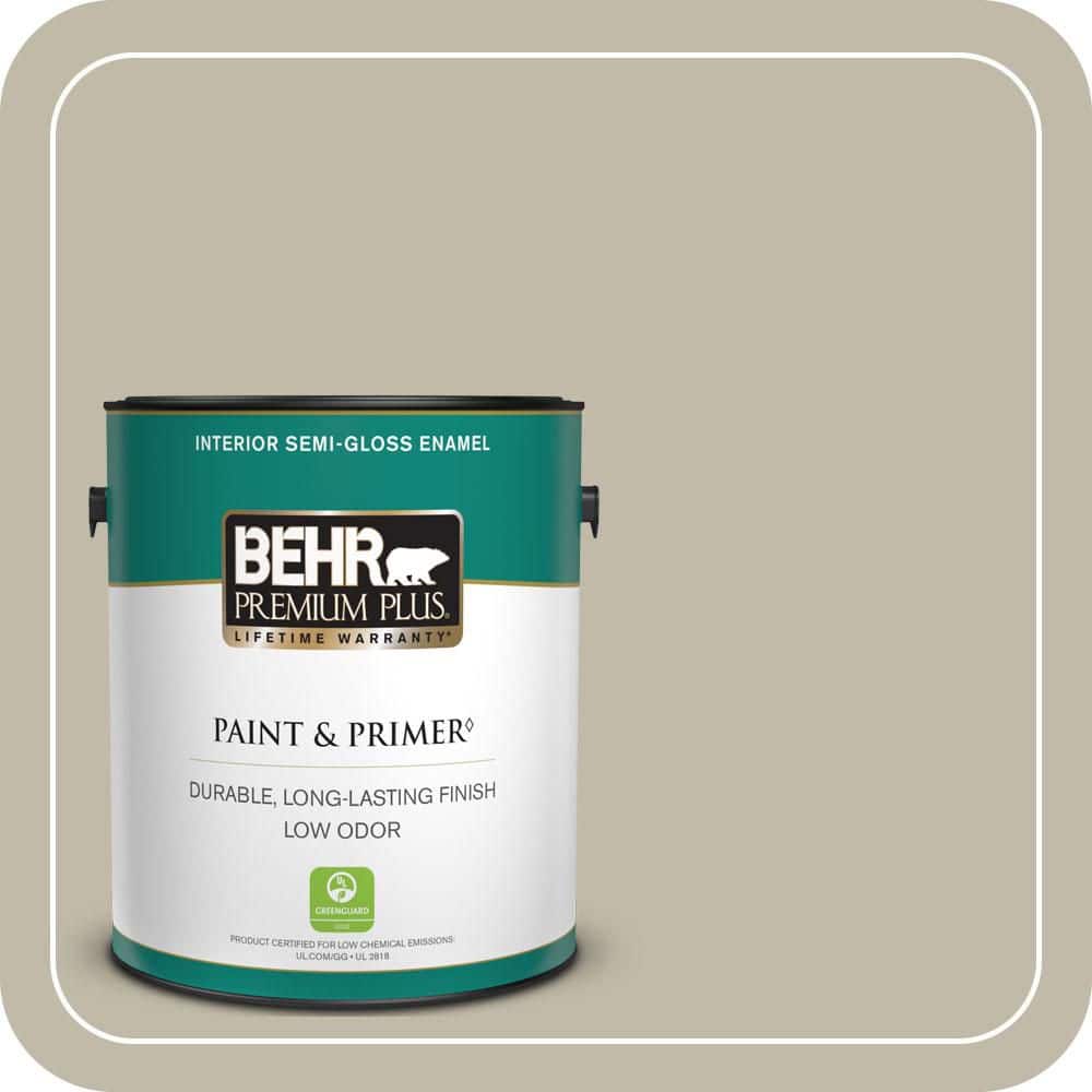 BEHR PREMIUM PLUS 1 gal. Home Decorators Collection #HDC-FL13-10 Wilderness Gray Semi-Gloss Enamel Low Odor Interior Paint & Primer