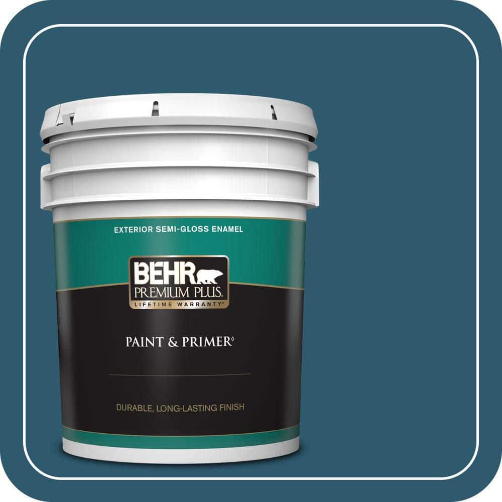 BEHR PREMIUM PLUS 5 gal. #S-H-540 Quiet Storm Semi-Gloss Enamel Exterior Paint & Primer