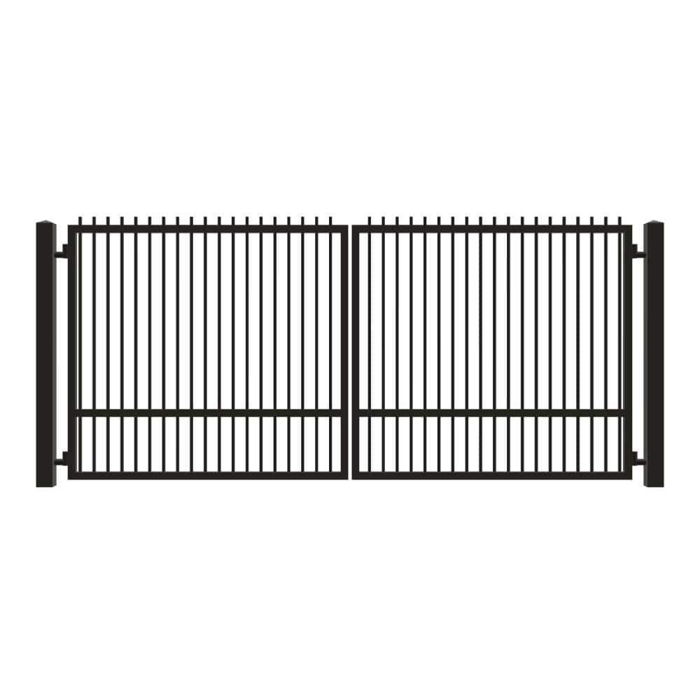 Unbranded Driveway Gate — Swing, Center, Finials, Single, Black — 170"W x 72"H (1)