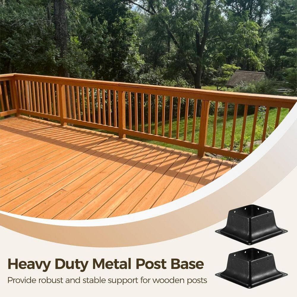 Afoxsos 4x4 Post Base 3.6x3.6 Heavy Duty Steel Deck Post Bracket with Anti-Rust Iron Alloy for Wood Post Anchor 5 Pack (3)