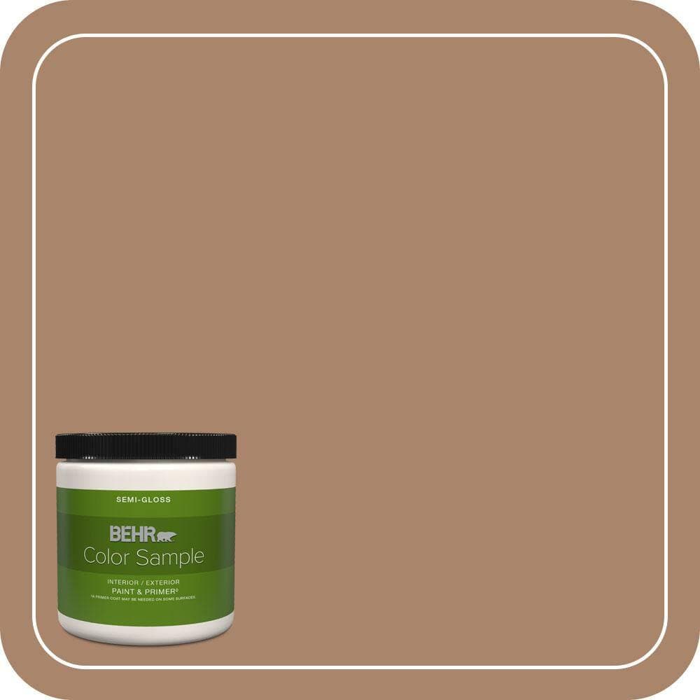 BEHR PREMIUM PLUS 8 oz. #S220-5 Nutshell Semi-Gloss Interior/Exterior Paint & Primer Color Sample