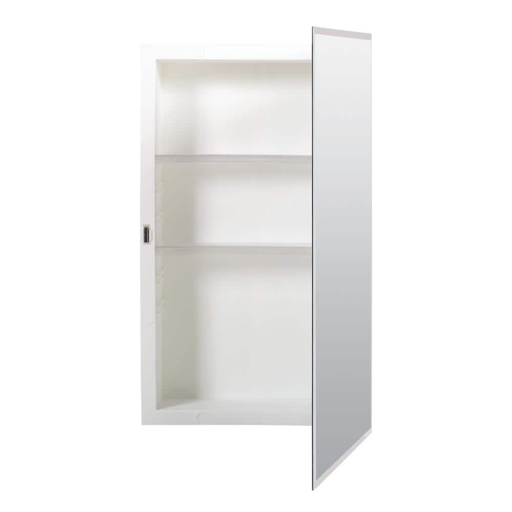Zenith 16 in. W x 26 in. H Rectangular Recessed or Surface Mount Frameless Beveled Mirror Medicine Cabinet (3)
