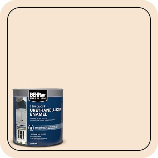 BEHR PREMIUM 1 qt. #OR-W03A Peach Meringue Semi-Gloss Enamel Urethane Alkyd Interior/Exterior Paint (2)