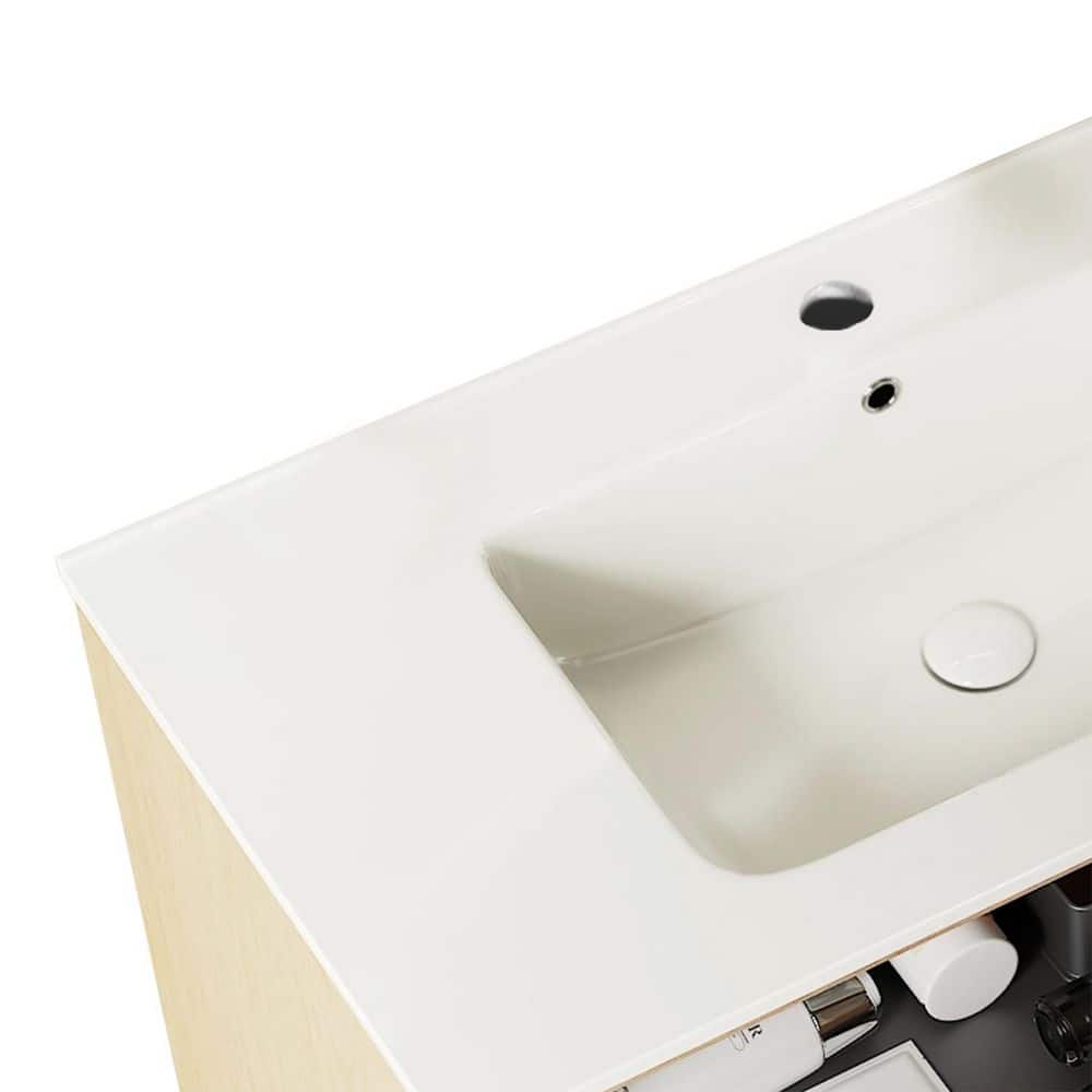 Satico 29.92 in. Drop in. Rectangular Ceramic Bathroom Sink in White with Pre-Drilled Hole (2)