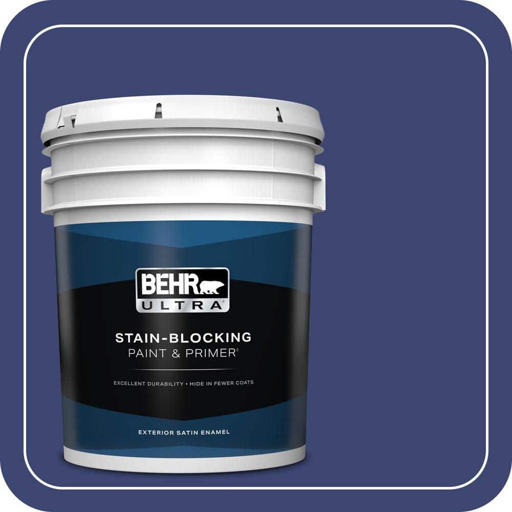 BEHR ULTRA 5 gal. #T18-18 Constellation Blue Satin Enamel Exterior Paint & Primer