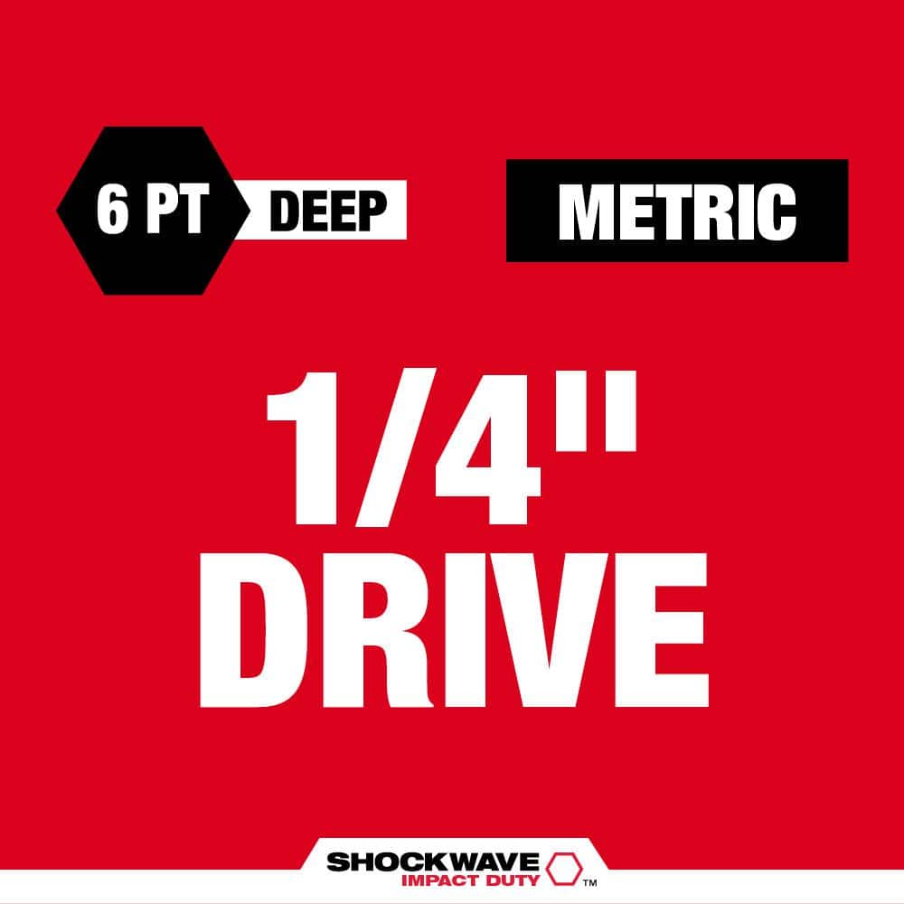 Milwaukee SHOCKWAVE 1/4 in. Drive Metric Deep Well 6-Point Impact Socket Set (28-Piece) (3)