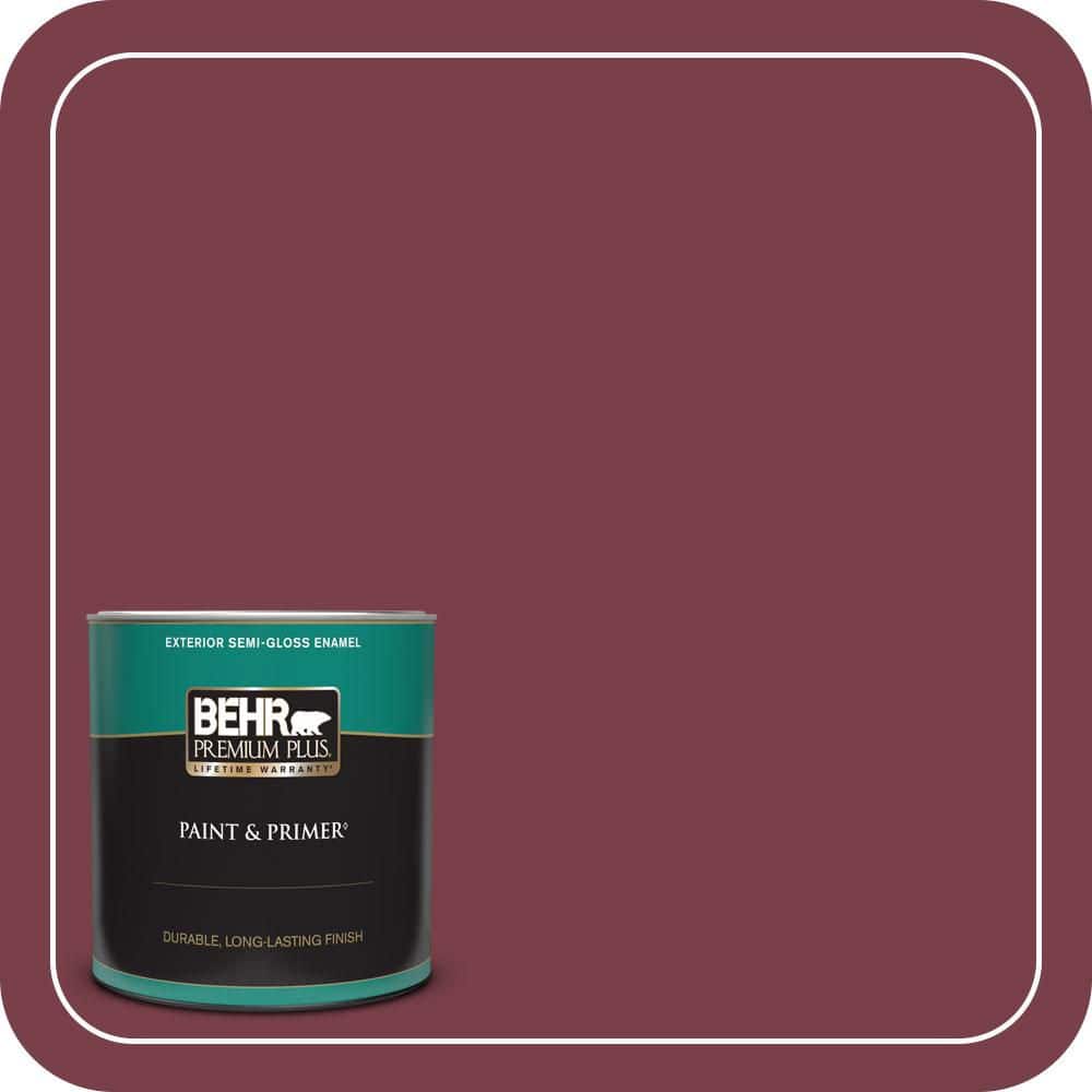 BEHR PREMIUM PLUS 1 qt. #S-H-110 Wine Tasting Semi-Gloss Enamel Exterior Paint & Primer