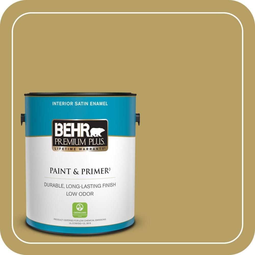 BEHR PREMIUM PLUS 1 gal. #PPU6-19 Chameleon Satin Enamel Low Odor Interior Paint & Primer
