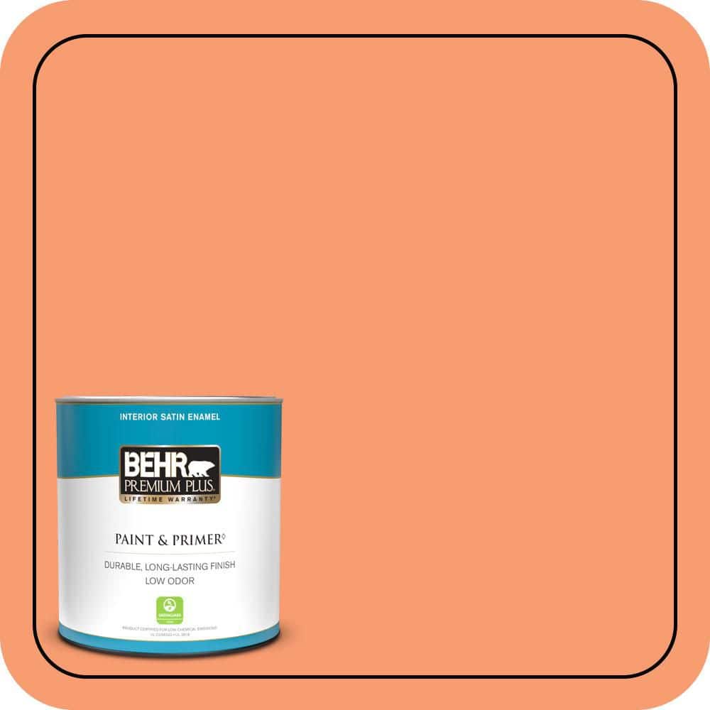 BEHR PREMIUM PLUS 1 qt. #P200-5 Burning Coals Satin Enamel Low Odor Interior Paint & Primer