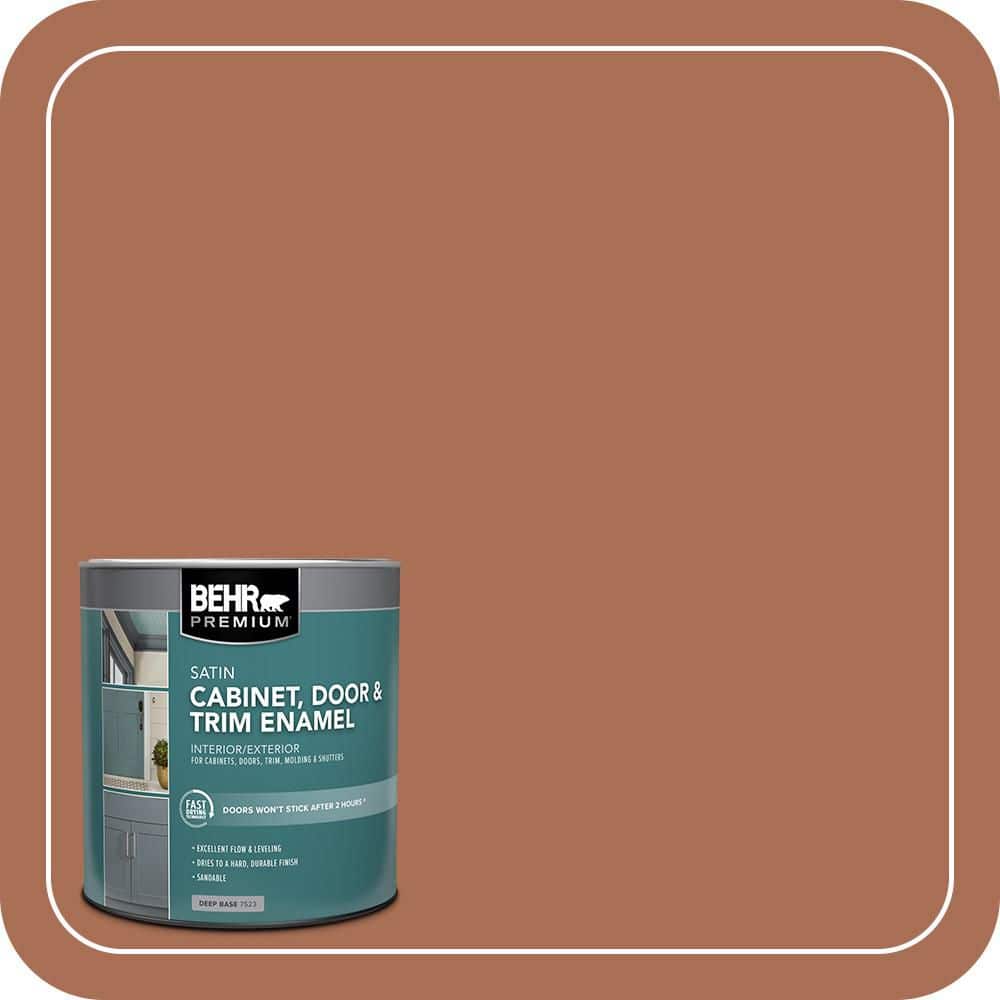 BEHR PREMIUM 1 qt. #MQ1-28 Orange Flambe Satin Enamel Interior/Exterior Cabinet, Door & Trim Paint
